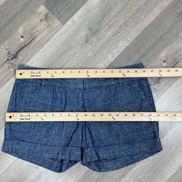 The Limited Chambray Easy Short Cuffed Hem Low Rise Chino Shorts Blue 2 - Picture 9 of 12